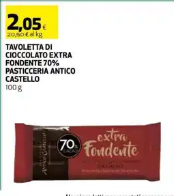 Coop Tavoletta di cioccolato extra fondente 70% Pasticceria Antico Castello offerta