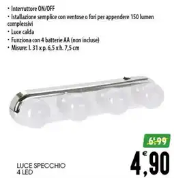 SpesAmica Luce specchio 4 led offerta