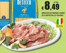 Sì con te Supermercati Braciole senza osso di capocollo suino offerta