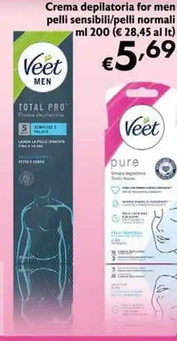 Eurospesa Veet Crema depilatoria for men pelli sensibili/pelli normali offerta