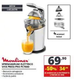 Comet Moulinex Spremiagrumi Elettrico Vita Press Pro PC700D offerta