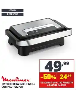 Comet Moulinex Bistecchiera Inicio Grill Compact GI270D offerta