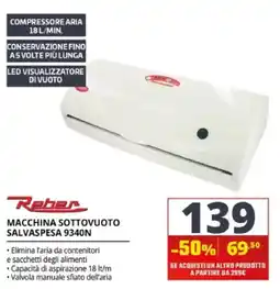 Comet Reber macchina sottovuoto salvapesa 9340N offerta
