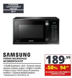 Comet Samsung forno microonde MC28H5015CK/ET offerta