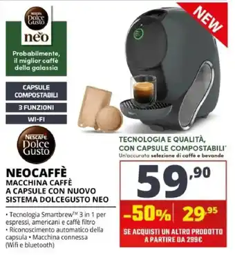 Neocaffè macchina caffè a capsule con nuovo sistema Dolce Gusto Neo