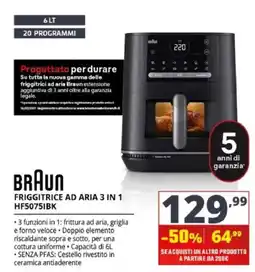 Comet Braun FRIGGITRICE AD ARIA 3 IN 1 HF50751BK offerta