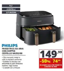 Comet Philips friggitrice ad aria con doppio cestello NA352/00 offerta