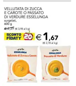 Esselunga VELLUTATA DI ZUCCA E CAROTE O PASSATO DI VERDURE ESSELUNGA offerta