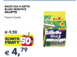 Esselunga RASOI USA E GETTA BLUE3 SENSITIVE GILLETTE offerta