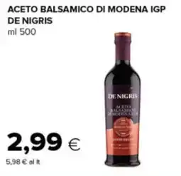 Oasi Aceto balsamico di Modena IGP De Nigris offerta