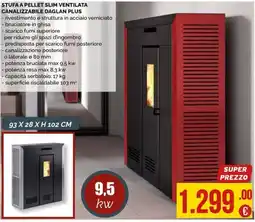 La Prealpina Stufa a pellet slim ventilata canalizzabile daglan plus offerta