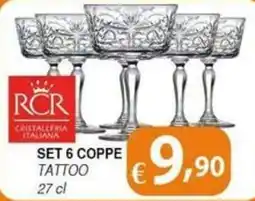 Bernava RCR Cristalleria Italiana Set 6 Coppe Tattoo offerta