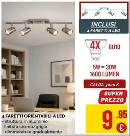 La Prealpina 4 faretti orientabili a led offerta