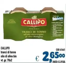 Del Prete Distribuzioni Callipo tranci di tonno olio di oliva bio offerta