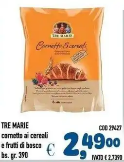 Del Prete Distribuzioni Tre Marie cornetto ai cereali e frutti di bosco offerta