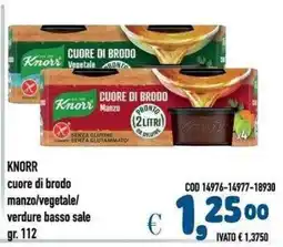 Del Prete Distribuzioni Knorr cuore di brodo manzo/vegetale/verdure basso sale offerta