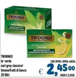 Del Prete Distribuzioni Twinings te' verde earl grey classico offerta