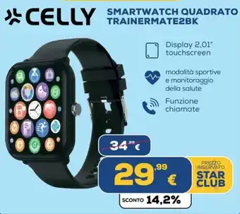 Celly smartwatch quadrato trainermate2bk