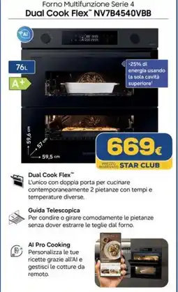Euronics Tufano Forno Multifunzione Serie 4 Dual Cook Flex NV7B4540VBB offerta