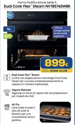 Euronics Tufano Forno Multifunzione Serie 5 Dual Cook Flex™ Steam NV7B5760WBK offerta