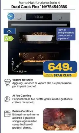 Euronics Tufano Forno Multifunzione Serie 4 Dual Cook Flex NV7B45403BS offerta