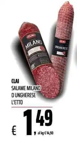 Coop Clai salame milano o ungherese offerta