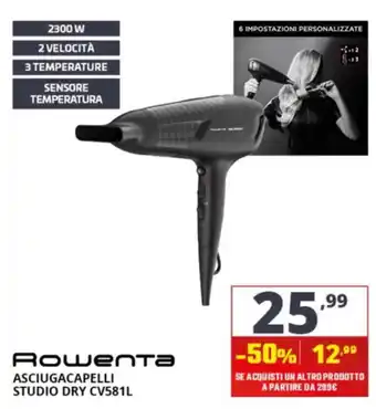 Rowenta asciugacapelli studio dry cv581l
