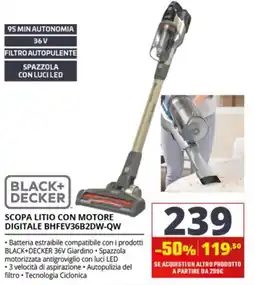 Comet Scopa litio con motore digitale Black+Decker offerta