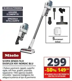 Comet Miele Scopa senza filo Duoflex HX1 Nordic Blu offerta