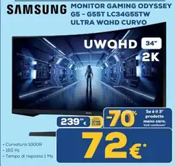 Euronics Samsung 34" Monitor Gaming Odyssey G5 offerta