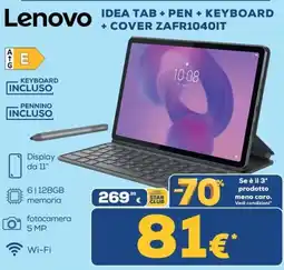 Euronics Lenovo Idea Tab + Pen + Keyboard + Cover offerta