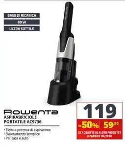 Comet Rowenta aspirabriciole portatile AC9736 offerta