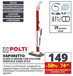 Comet Polti Vaporetto scopa a vapore con pulitore portatile SV650_Style offerta