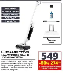 Comet Rowenta lavapavimenti x clean 12 senza filo offerta