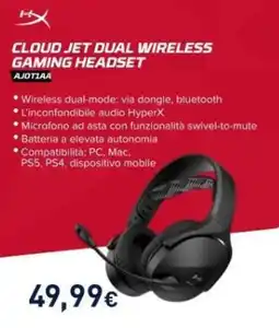 Unieuro Cloud Jet Dual Wireless Gaming Headset HyperX offerta