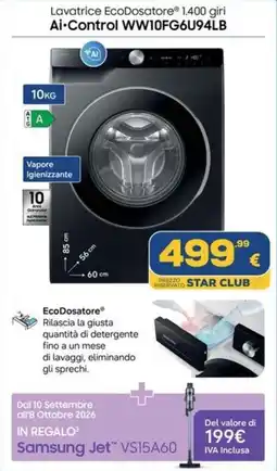 Euronics Samsung Lavatrice EcoDosatore Ai-Control offerta