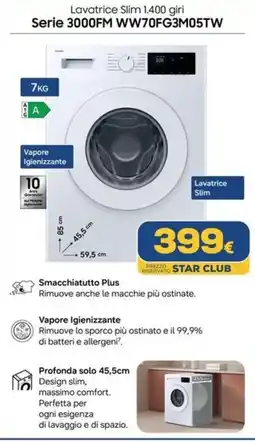 Euronics Samsung Lavatrice Slim Serie 3000FM offerta