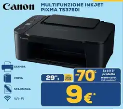 Euronics Canon Multifunzione Inkjet Pixma TS3750I offerta