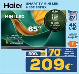Euronics Haier 65" Smart TV Mini LED offerta