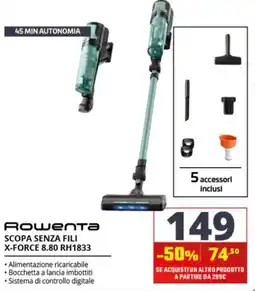 Comet Rowenta Scopa senza fili X-FORCE 8.80 RH1833 offerta