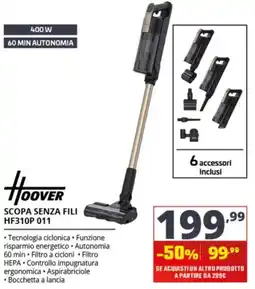 Comet Hoover Scopa senza fili HF310P 011 offerta