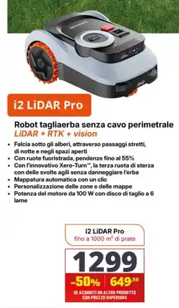 Comet i2 LiDAR Pro Robot tagliaerba senza cavo perimetrale offerta