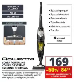 Comet Rowenta scopa powerline con filo extreme cyclonic rh8155wa offerta