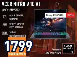 Unieuro Acer Nitro V 16 AI offerta