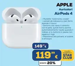 Euronics Apple Auricolari AirPods 4 offerta