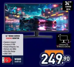 Unieuro 34" WQHD Curved Gaming Monitor offerta