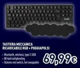 Unieuro Tastiera meccanica ricaricabile RGB + poggiapolsi offerta