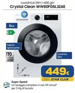 Euronics Lavatrice Slim Crystal Clean offerta