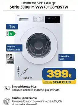 Euronics Lavatrice Slim 1.400 giri Serie 3000FM offerta