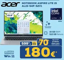 Euronics Acer Notebook Aspire Lite 15 offerta